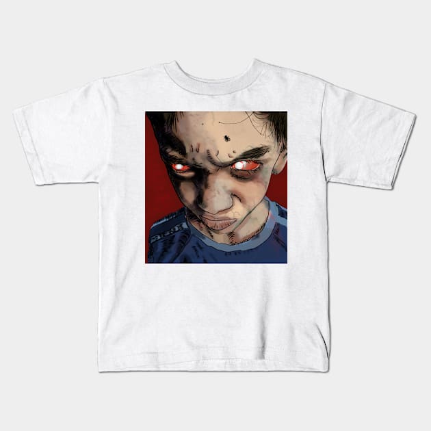 Pouting Zombie Boy Kids T-Shirt by JanesSignal